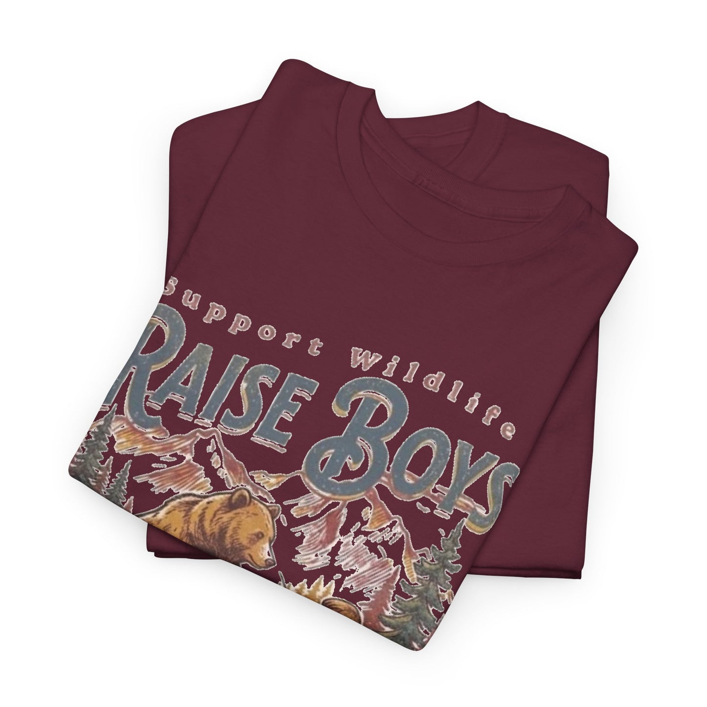 Raise Boys Wildlife T-Shirt — Retro Bear & Boy Outdoor Graphic Tee