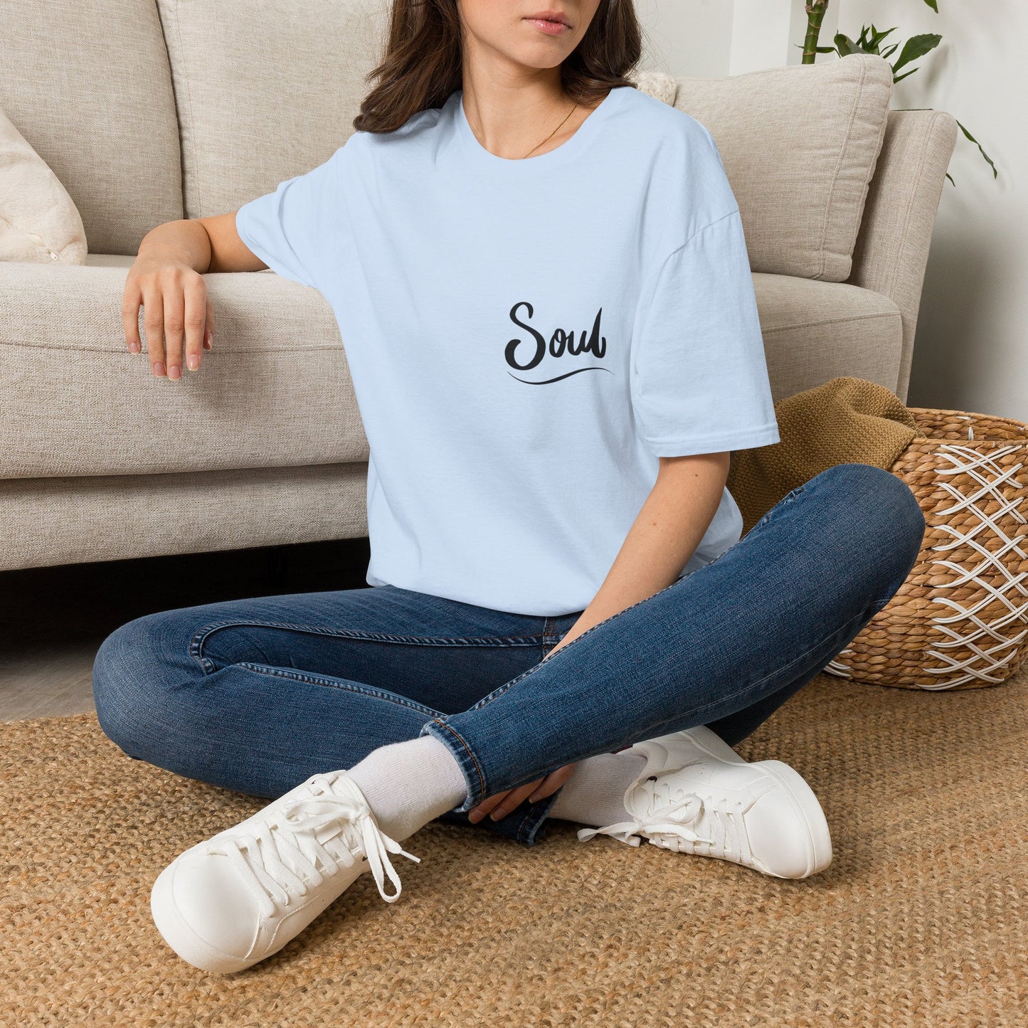 Soul Script T-Shirt — Minimal Inspirational Pocket Tee