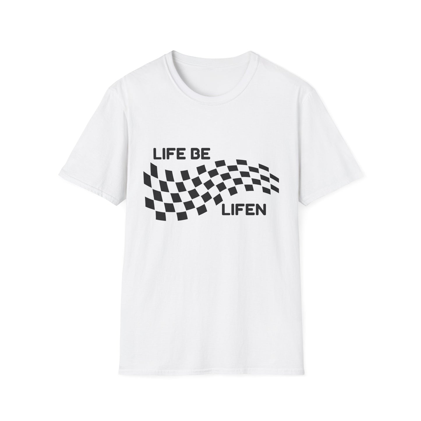 Life Be Lifen Checkered T‑Shirt — Retro Racing Graphic Tee