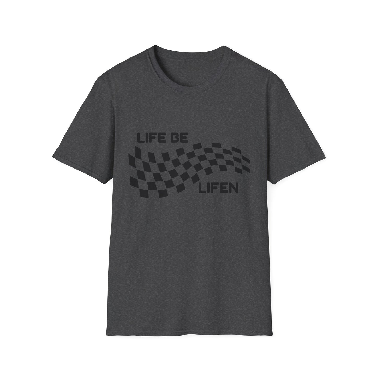 Life Be Lifen Checkered T‑Shirt — Retro Racing Graphic Tee