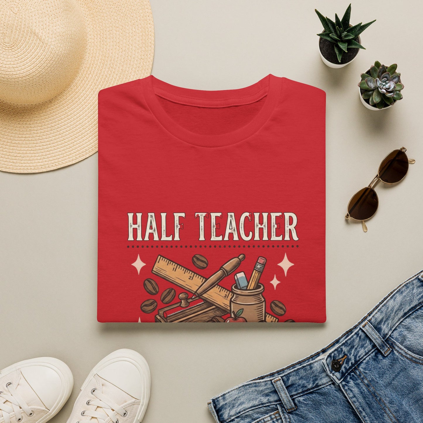 Half Teacher Half Coffee T-Shirt — Funny Teacher Coffee Shirt