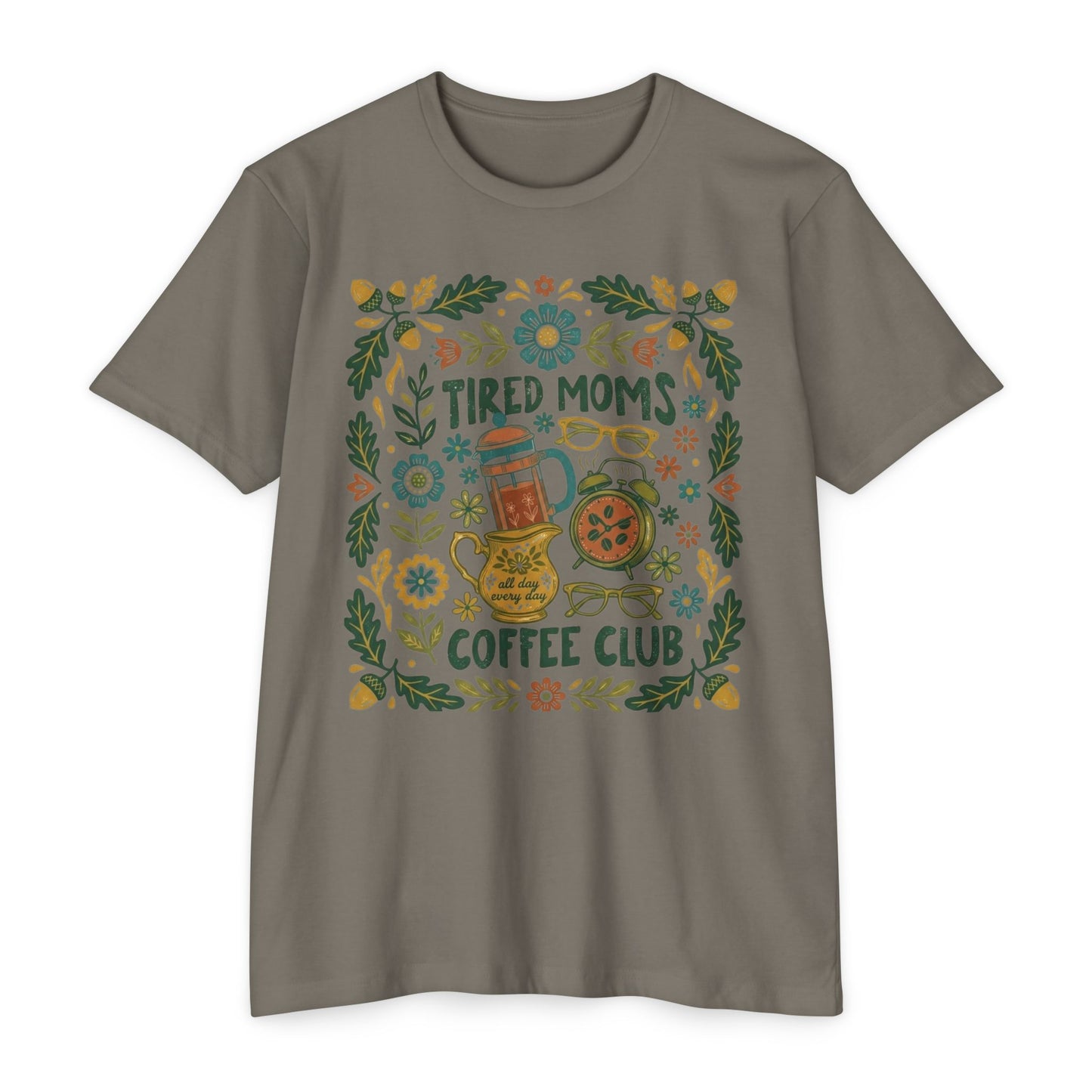 Tired Moms Coffee Club T-Shirt – Funny Floral Coffee Tee for Moms