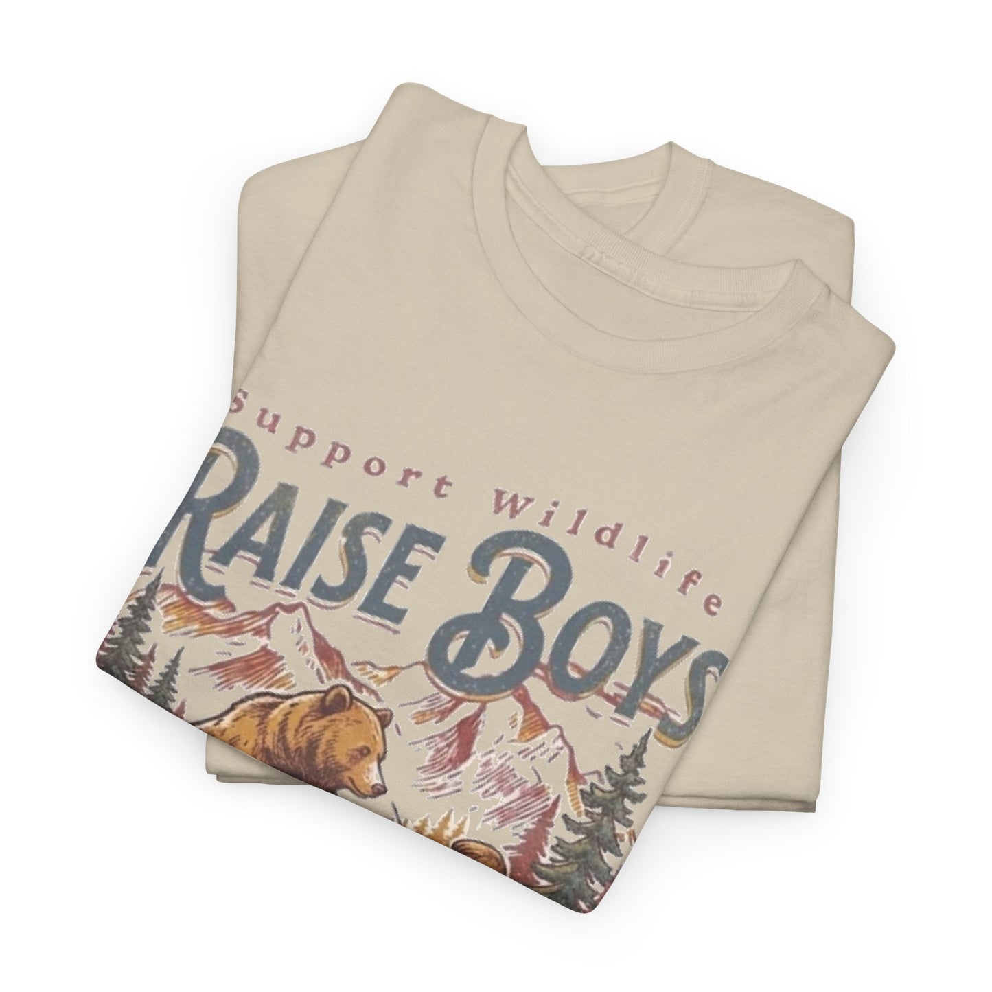 Raise Boys Wildlife T-Shirt — Retro Bear & Boy Outdoor Graphic Tee