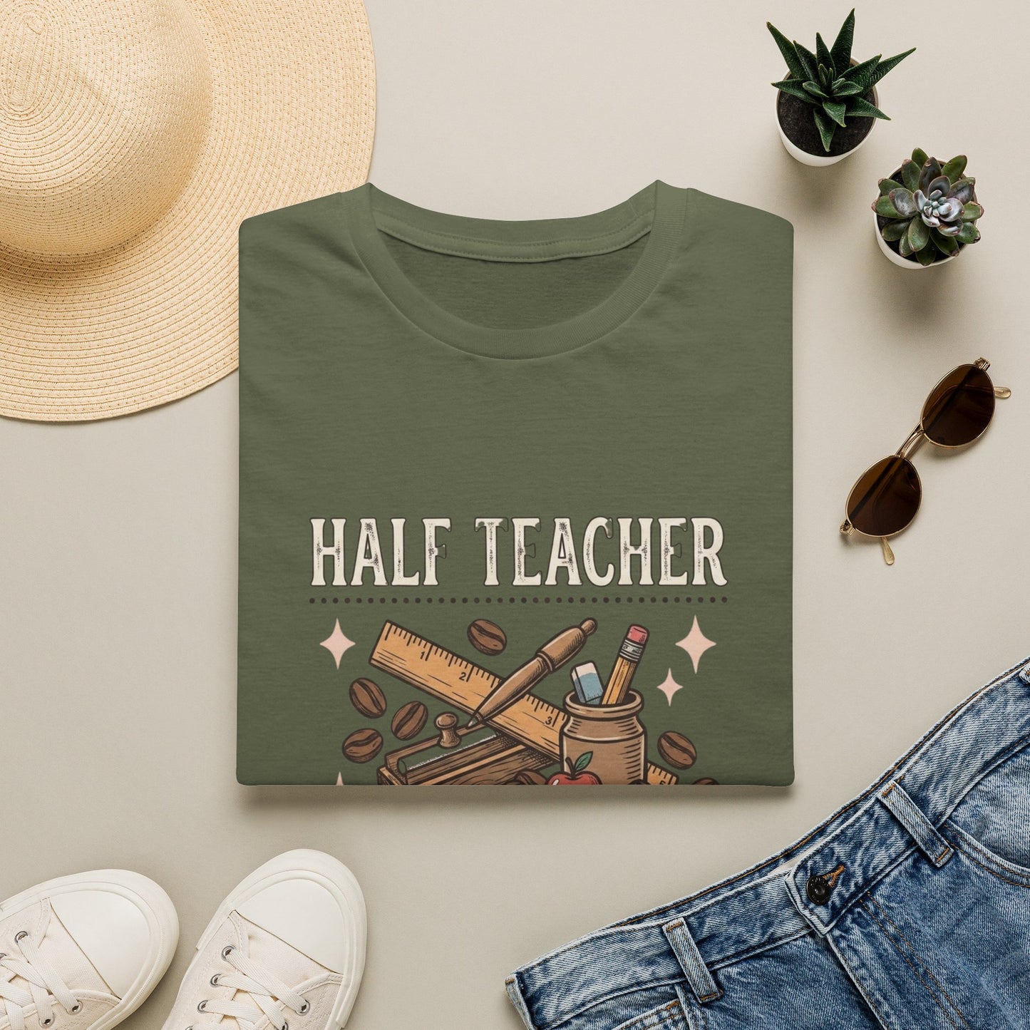 Half Teacher Half Coffee T-Shirt — Funny Teacher Coffee Shirt
