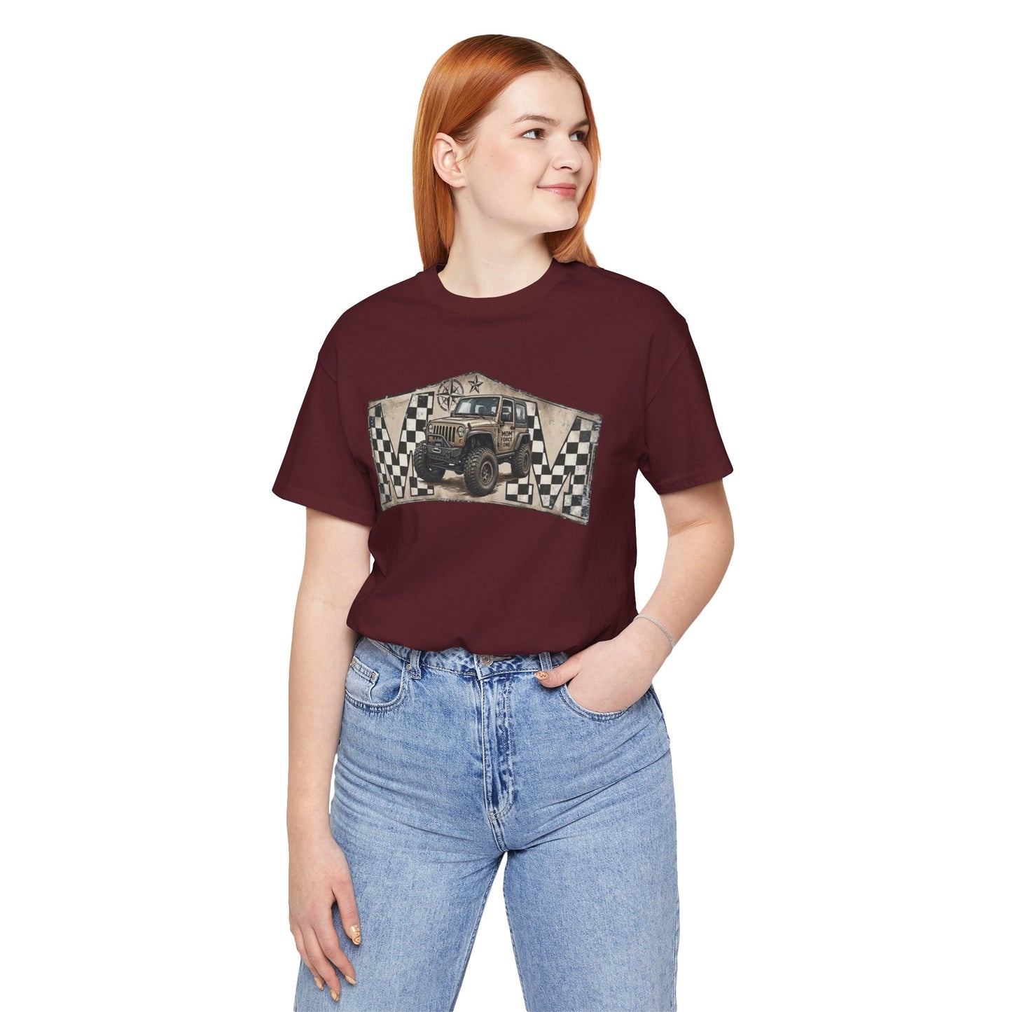 Off‑Road Vintage Jeep Tee — Racing Flag Adventure Shirt