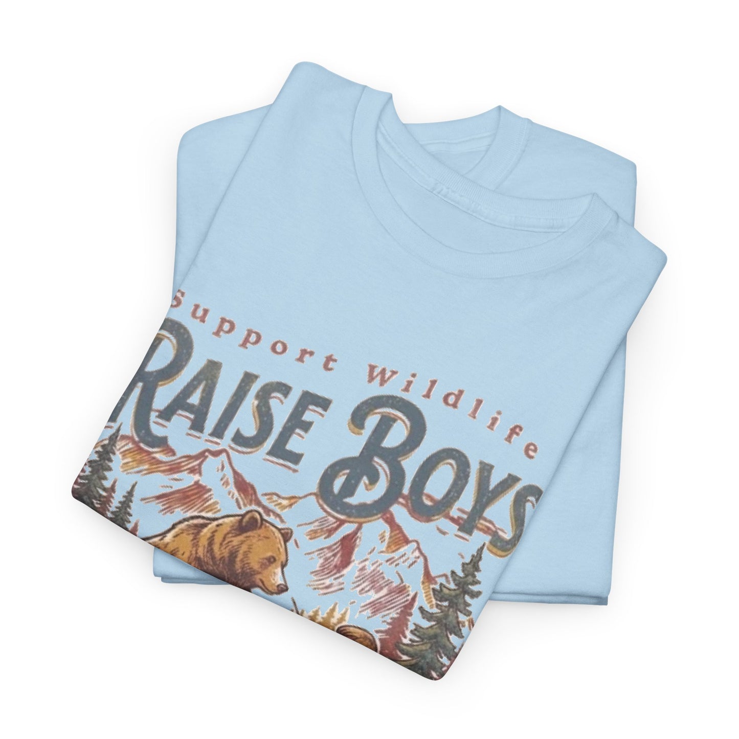 Raise Boys Wildlife T-Shirt — Retro Bear & Boy Outdoor Graphic Tee