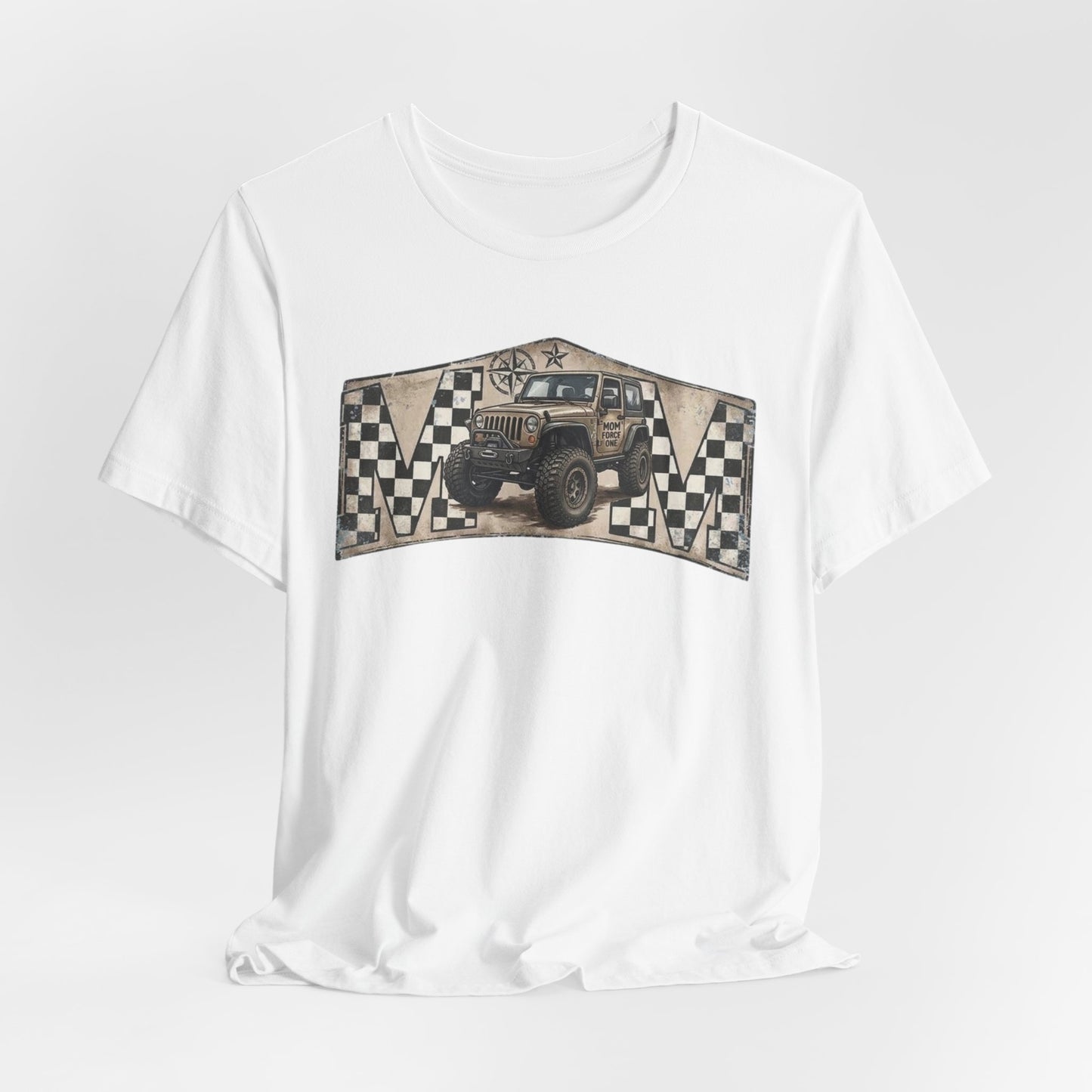 Off‑Road Vintage Jeep Tee — Racing Flag Adventure Shirt