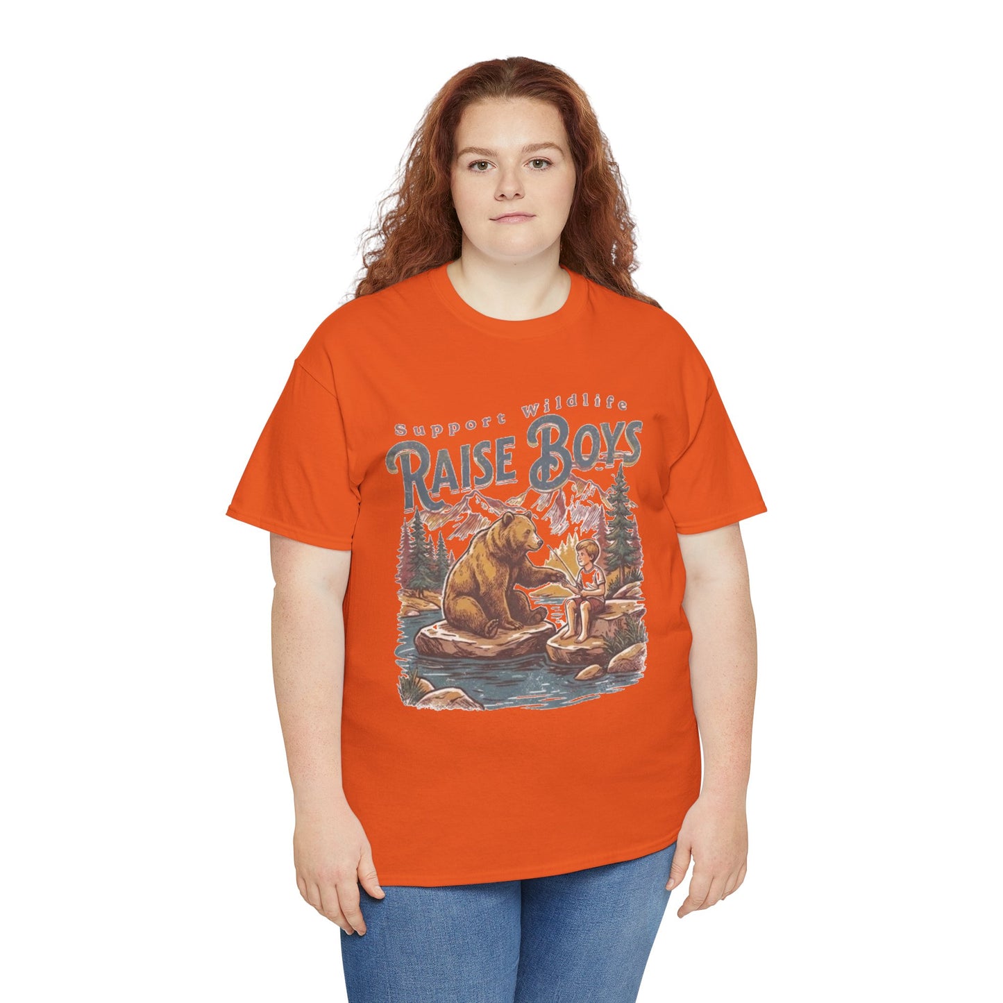 Raise Boys Wildlife T-Shirt — Retro Bear & Boy Outdoor Graphic Tee