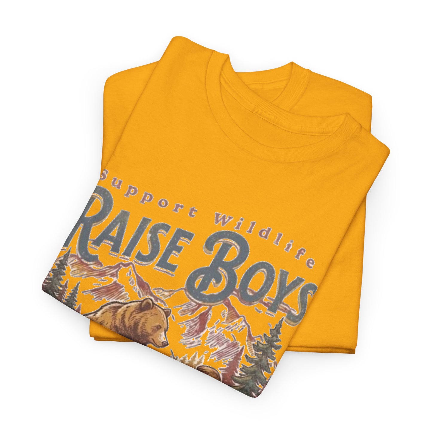 Raise Boys Wildlife T-Shirt — Retro Bear & Boy Outdoor Graphic Tee
