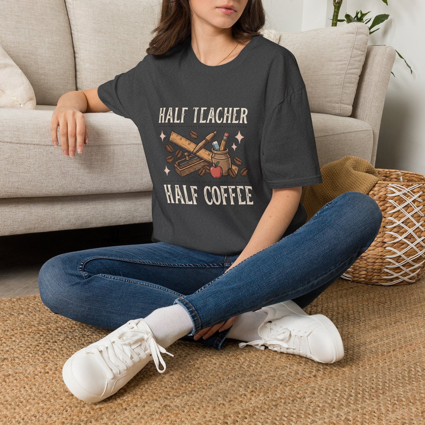 Half Teacher Half Coffee T-Shirt — Funny Teacher Coffee Shirt