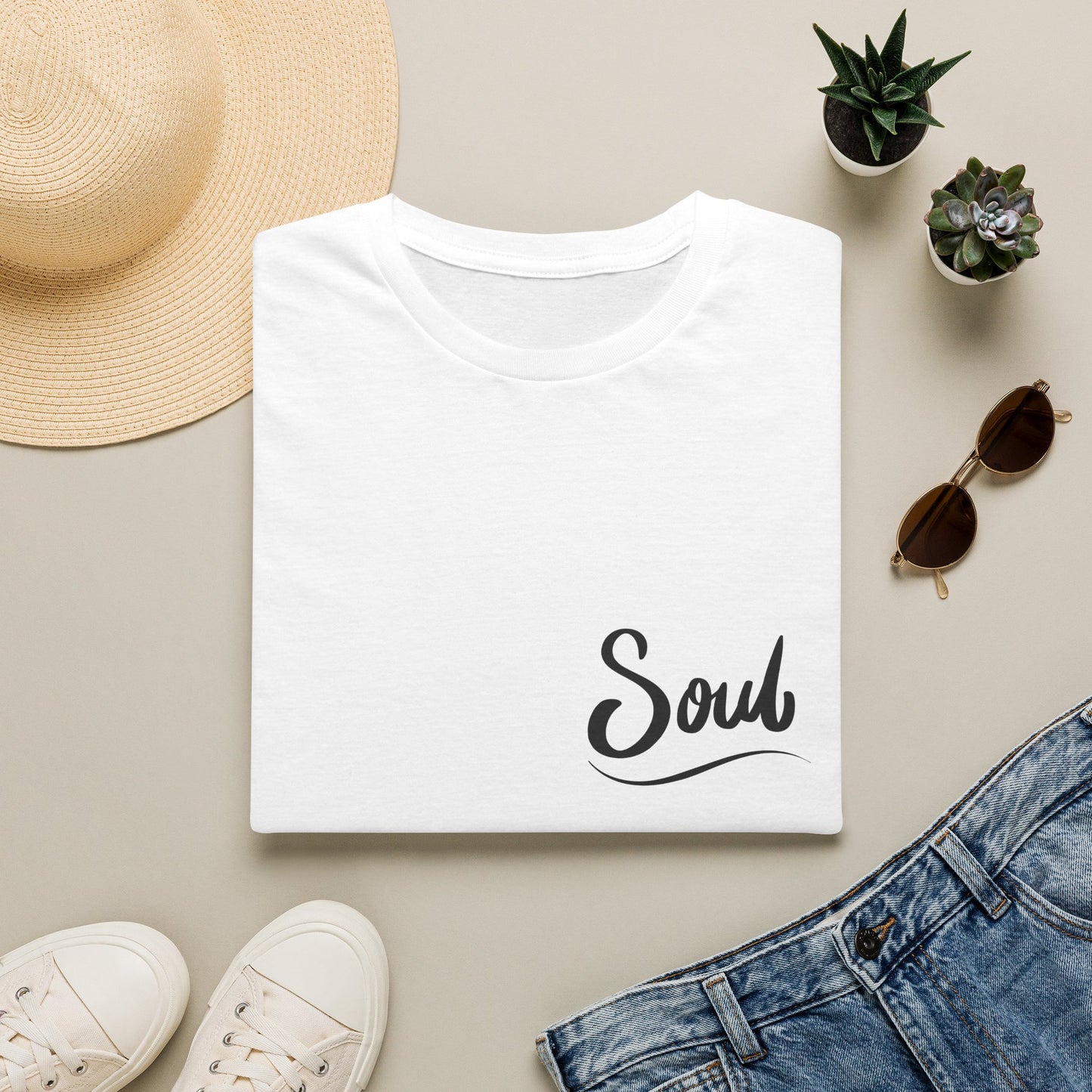 Soul Script T-Shirt — Minimal Inspirational Pocket Tee