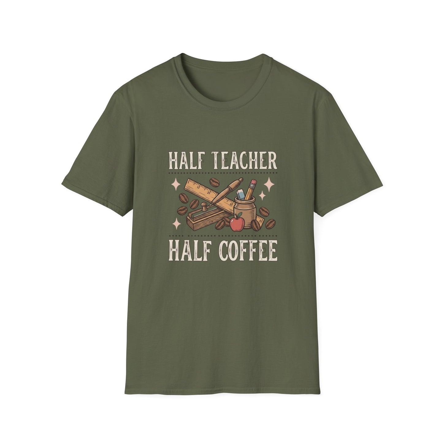 Half Teacher Half Coffee T-Shirt — Funny Teacher Coffee Shirt