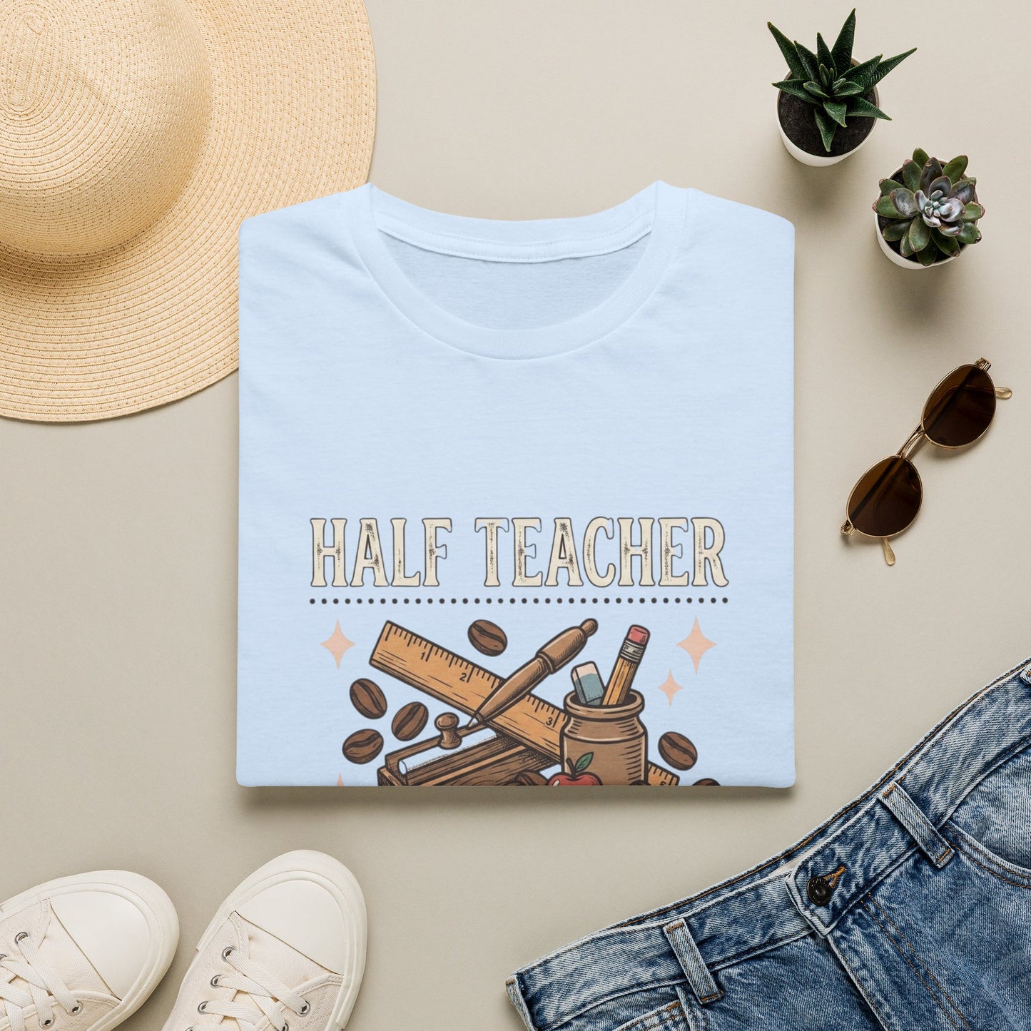 Half Teacher Half Coffee T-Shirt — Funny Teacher Coffee Shirt
