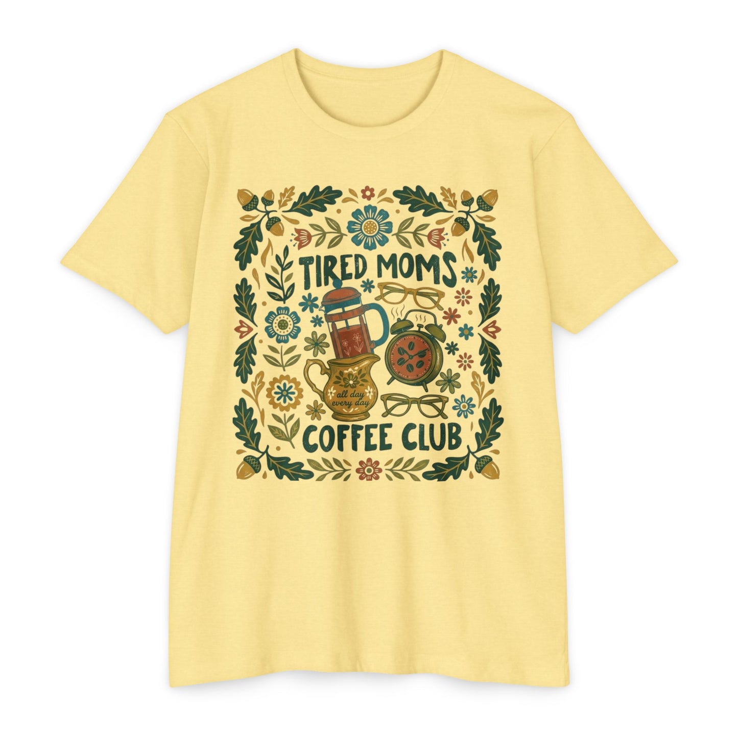 Tired Moms Coffee Club T-Shirt – Funny Floral Coffee Tee for Moms