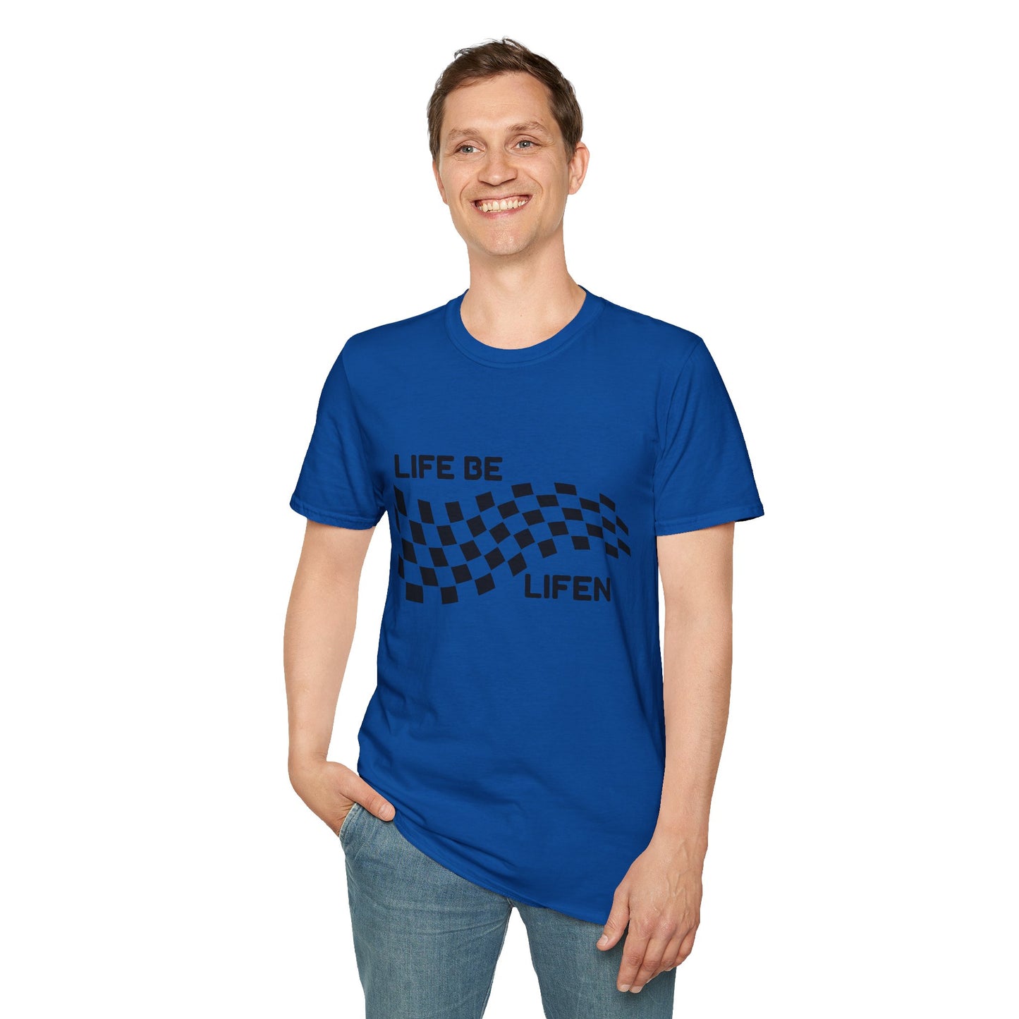 Life Be Lifen Checkered T‑Shirt — Retro Racing Graphic Tee