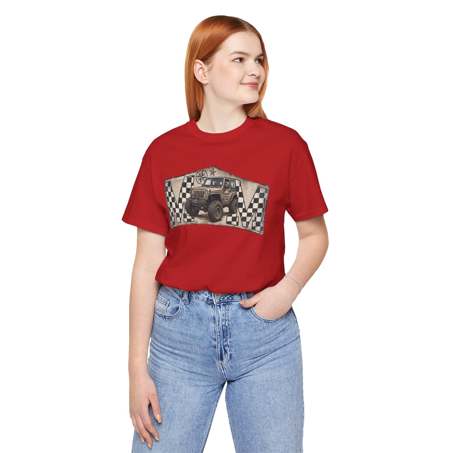 Off‑Road Vintage Jeep Tee — Racing Flag Adventure Shirt