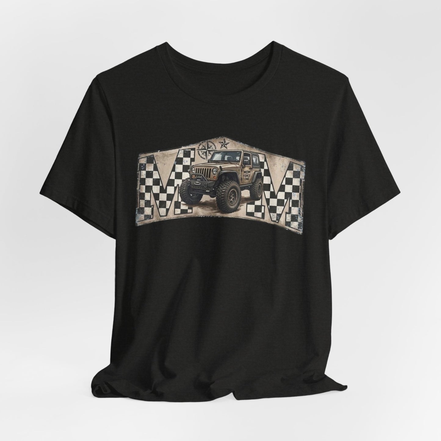Off‑Road Vintage Jeep Tee — Racing Flag Adventure Shirt
