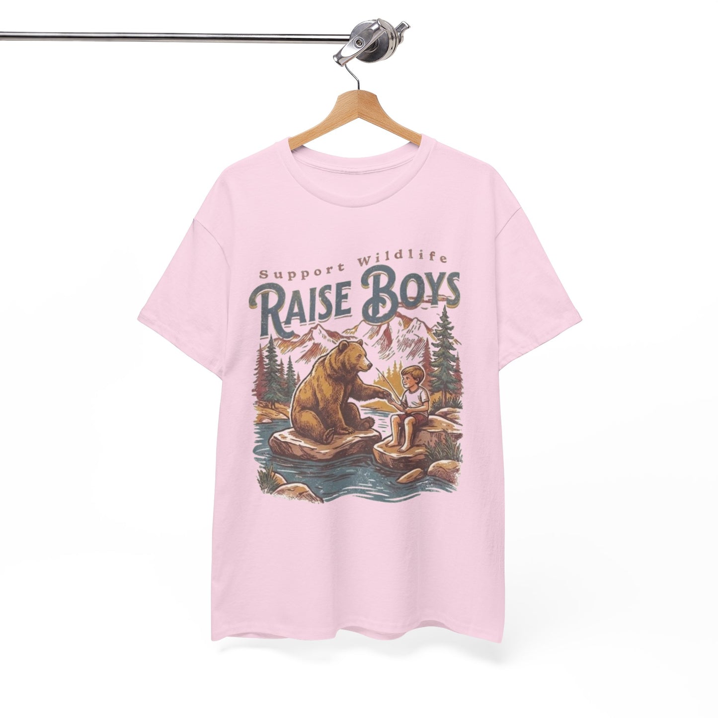 Raise Boys Wildlife T-Shirt — Retro Bear & Boy Outdoor Graphic Tee
