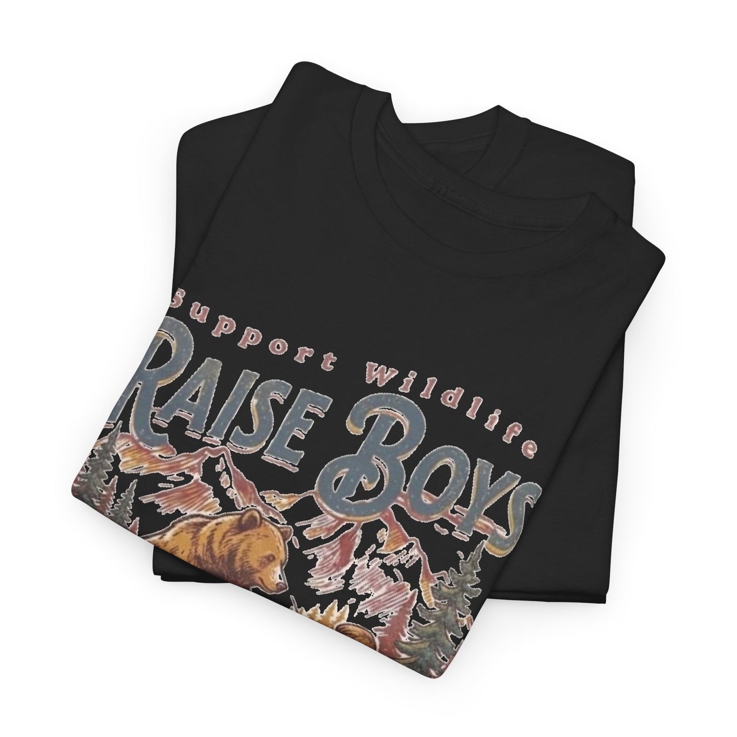 Raise Boys Wildlife T-Shirt — Retro Bear & Boy Outdoor Graphic Tee