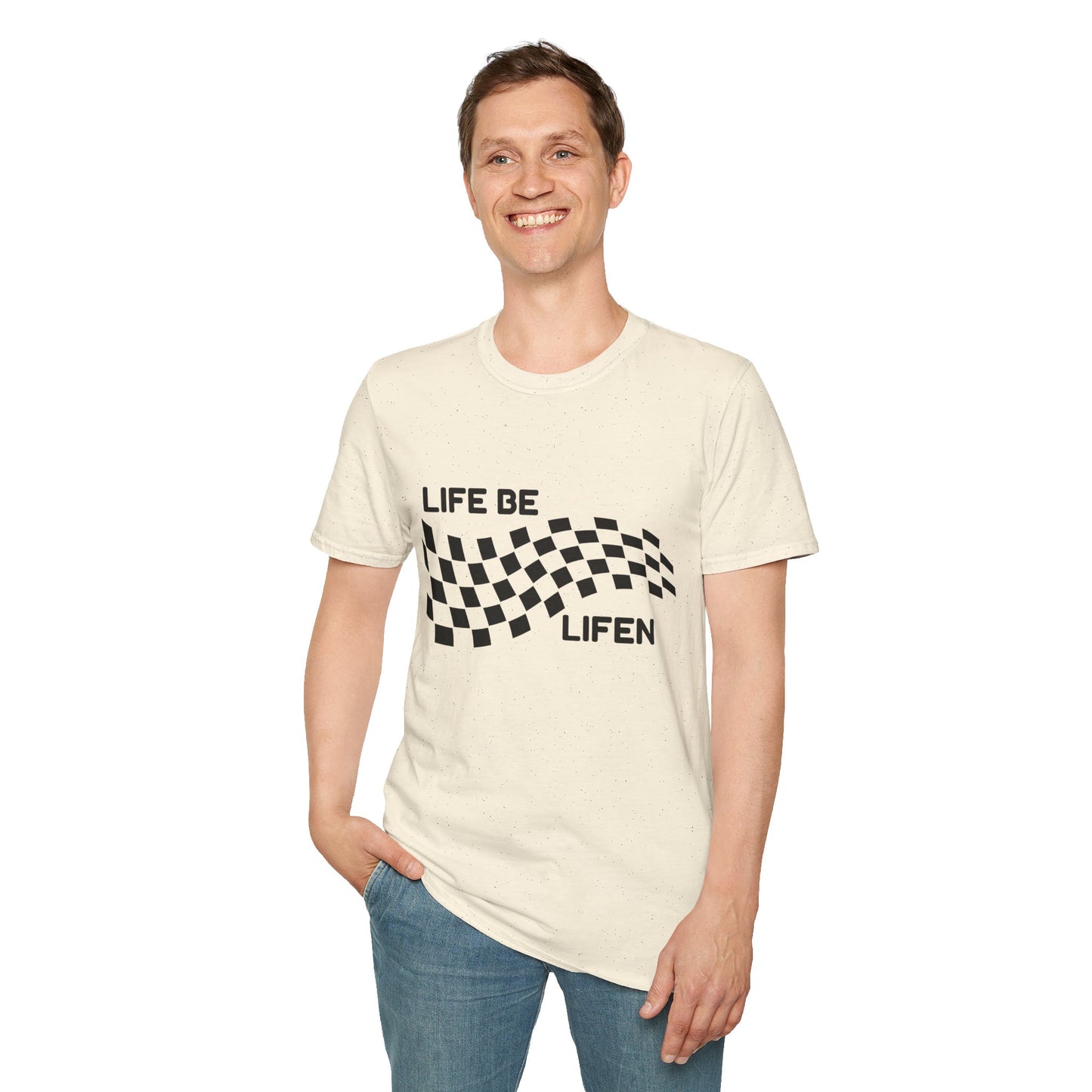 Life Be Lifen Checkered T‑Shirt — Retro Racing Graphic Tee