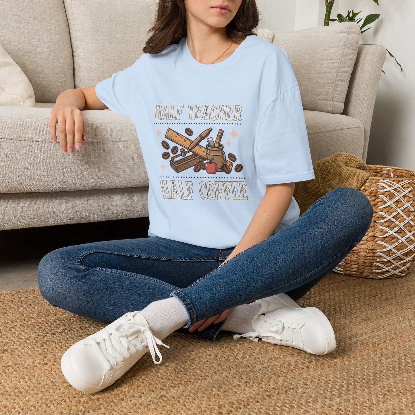 Half Teacher Half Coffee T-Shirt — Funny Teacher Coffee Shirt