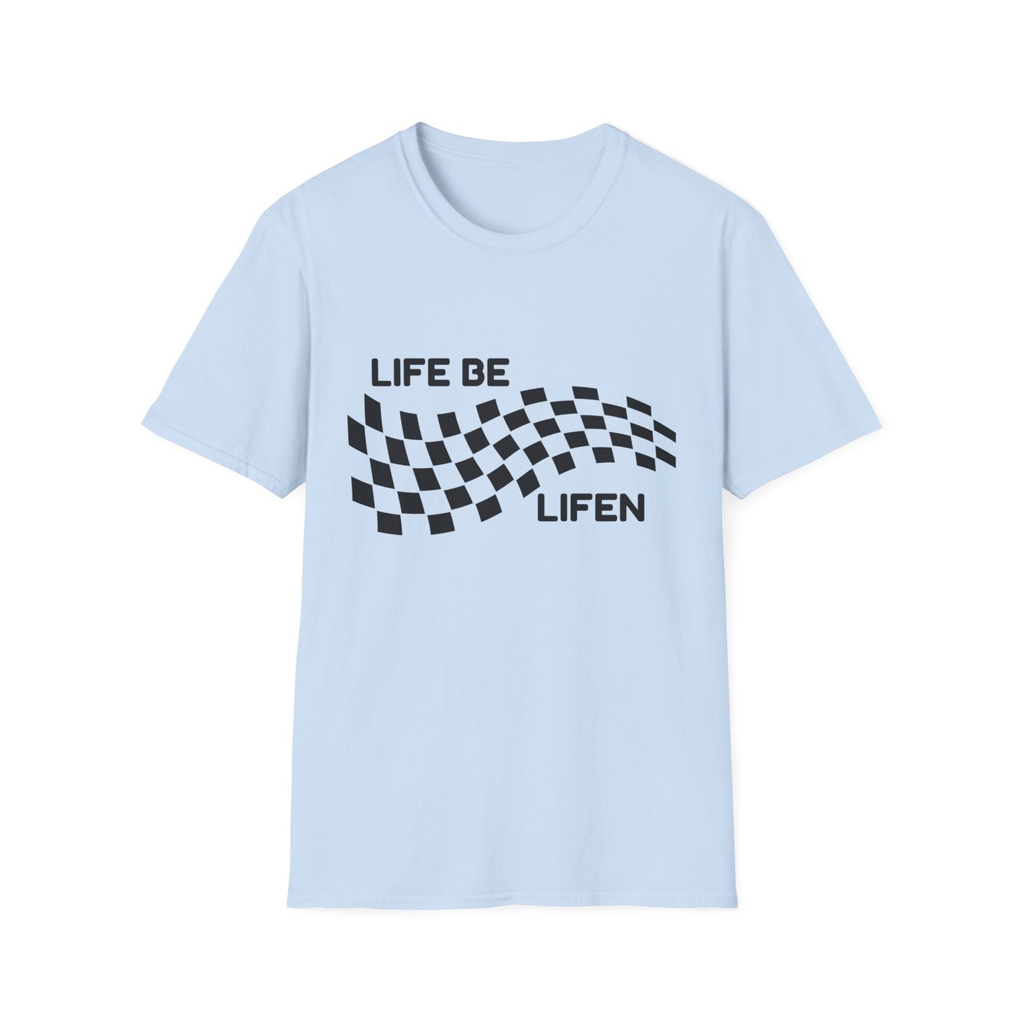 Life Be Lifen Checkered T‑Shirt — Retro Racing Graphic Tee