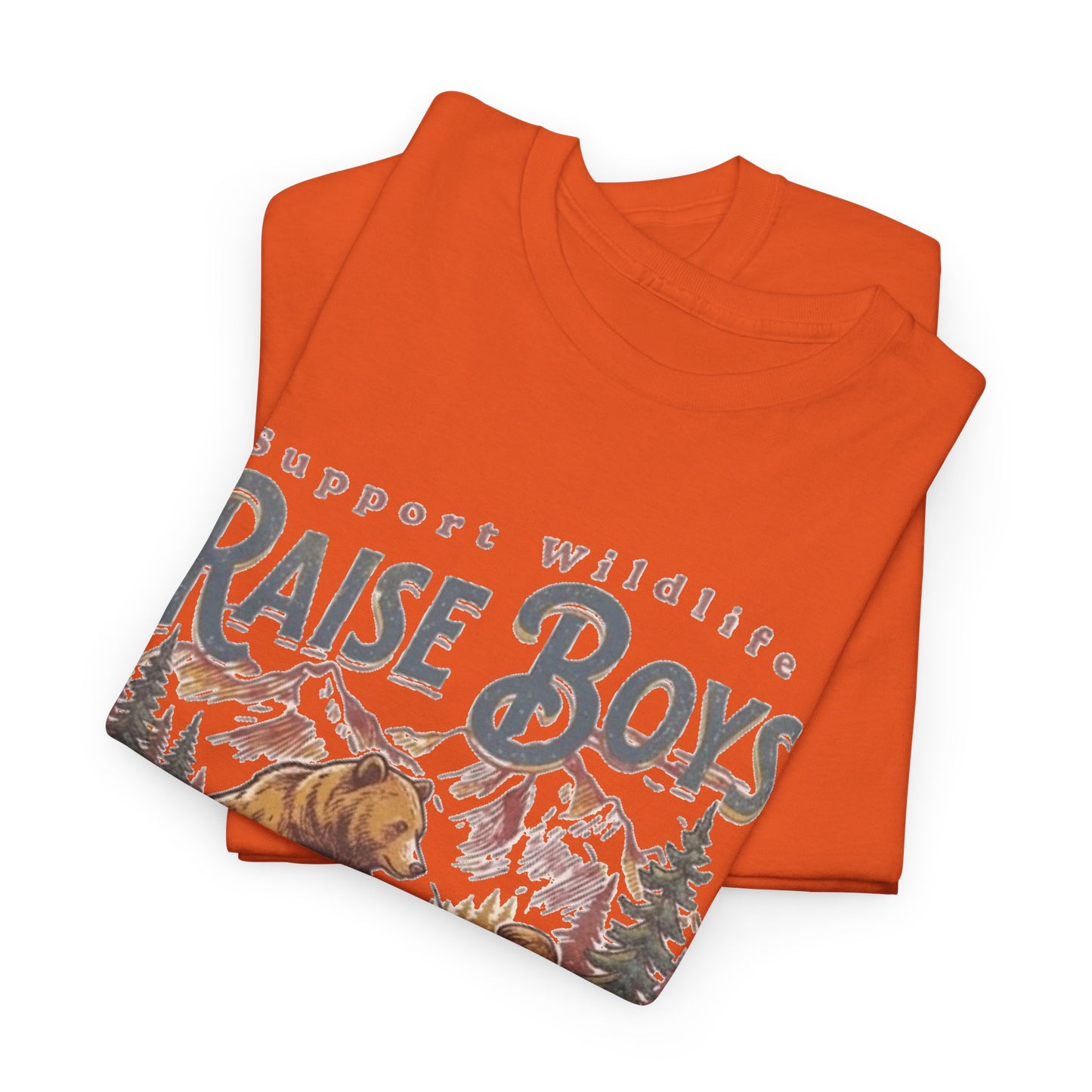 Raise Boys Wildlife T-Shirt — Retro Bear & Boy Outdoor Graphic Tee