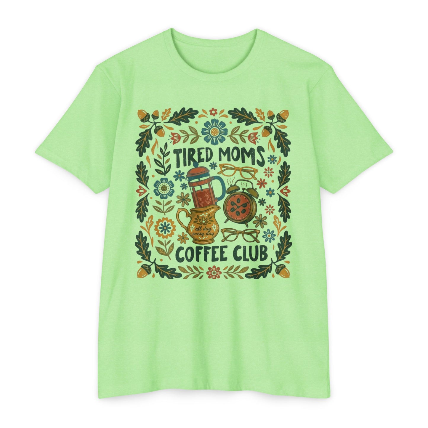 Tired Moms Coffee Club T-Shirt – Funny Floral Coffee Tee for Moms