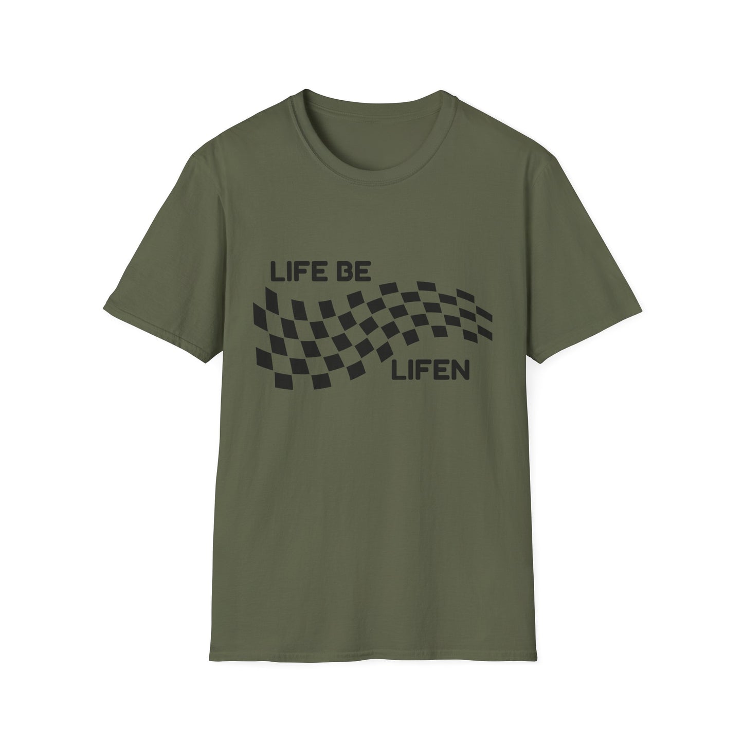 Life Be Lifen Checkered T‑Shirt — Retro Racing Graphic Tee