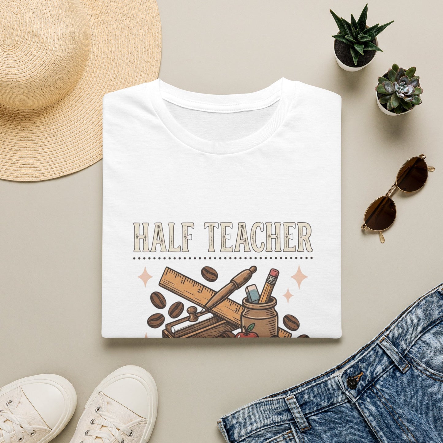 Half Teacher Half Coffee T-Shirt — Funny Teacher Coffee Shirt