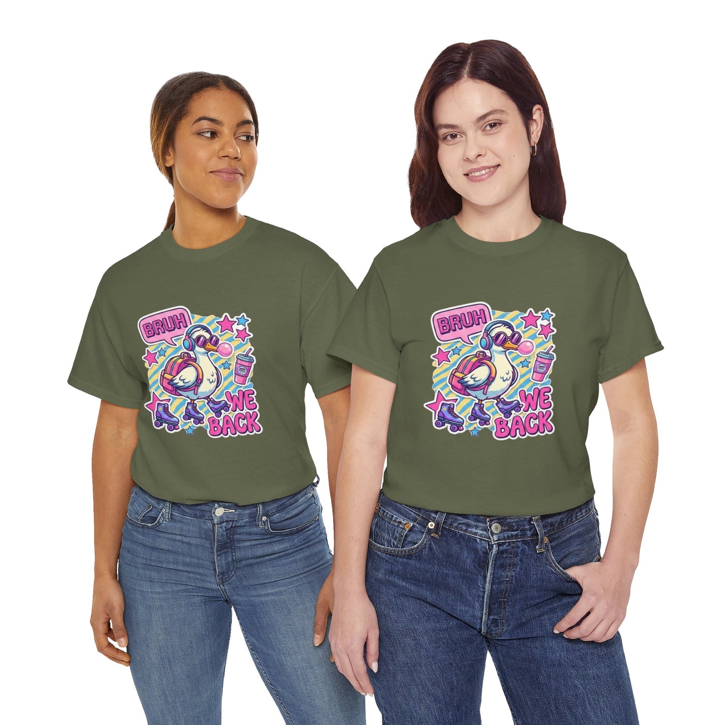 T-Shirt — Cute 'Bruh We Back' Cartoon Parrot Graphic Tee