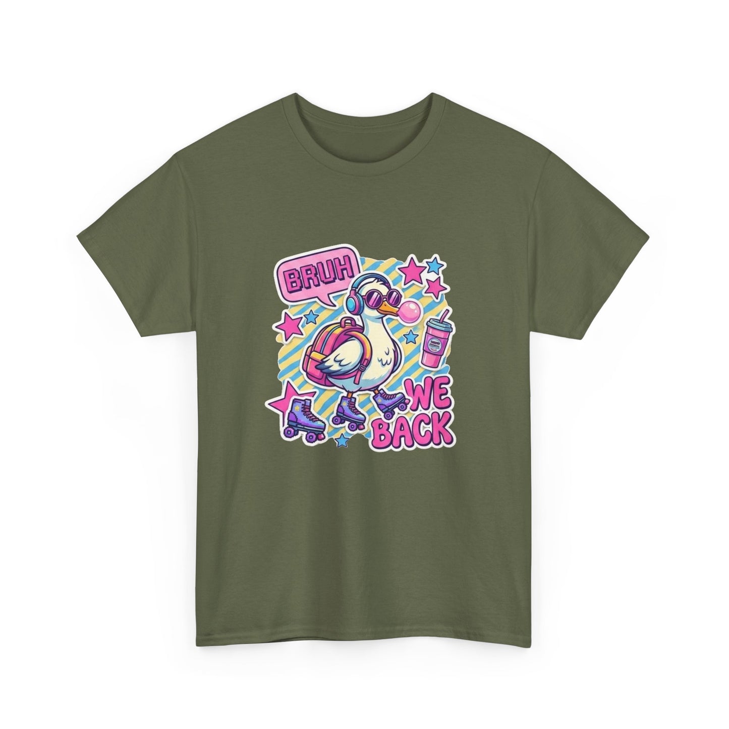 T-Shirt — Cute 'Bruh We Back' Cartoon Parrot Graphic Tee