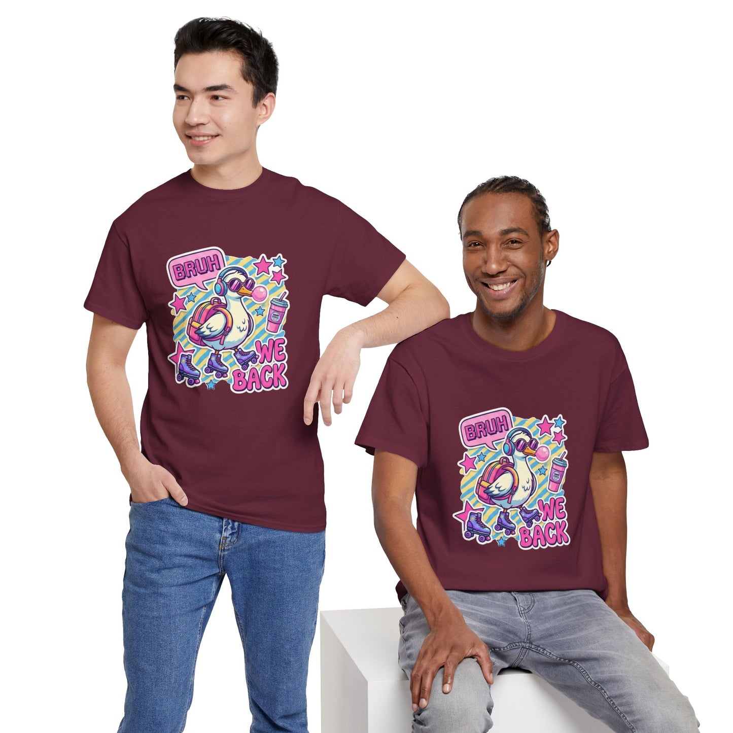 T-Shirt — Cute 'Bruh We Back' Cartoon Parrot Graphic Tee