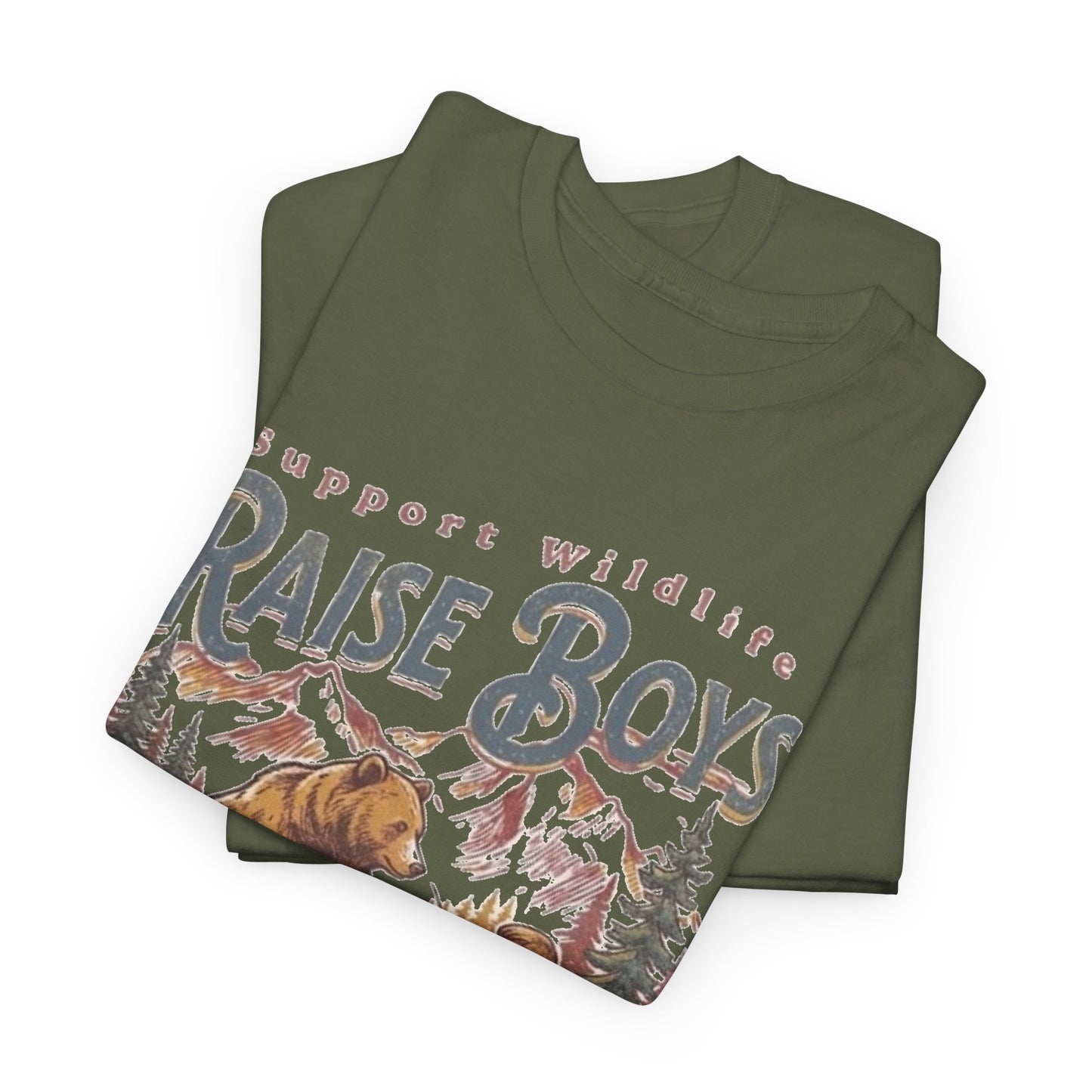 Raise Boys Wildlife T-Shirt — Retro Bear & Boy Outdoor Graphic Tee