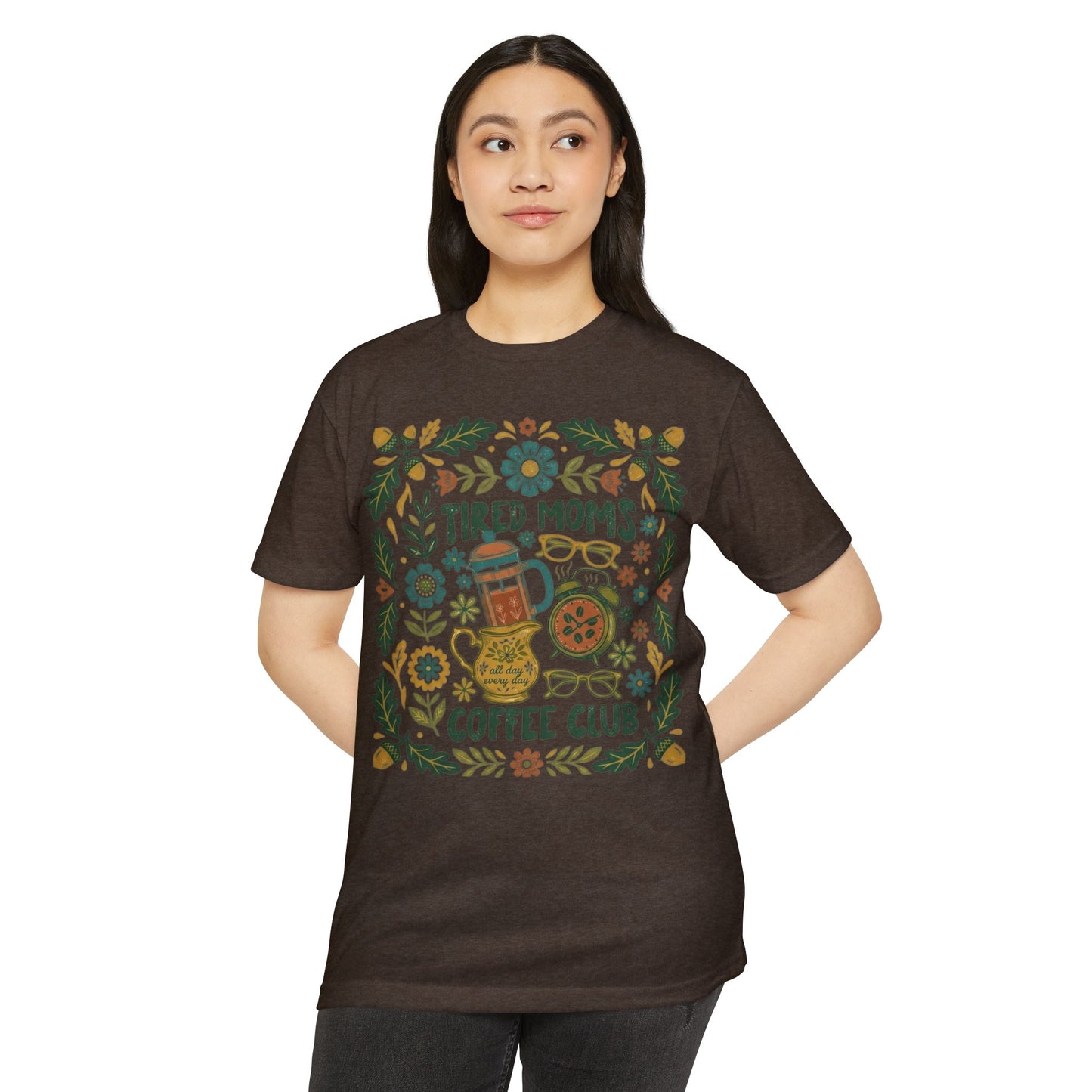 Tired Moms Coffee Club T-Shirt – Funny Floral Coffee Tee for Moms