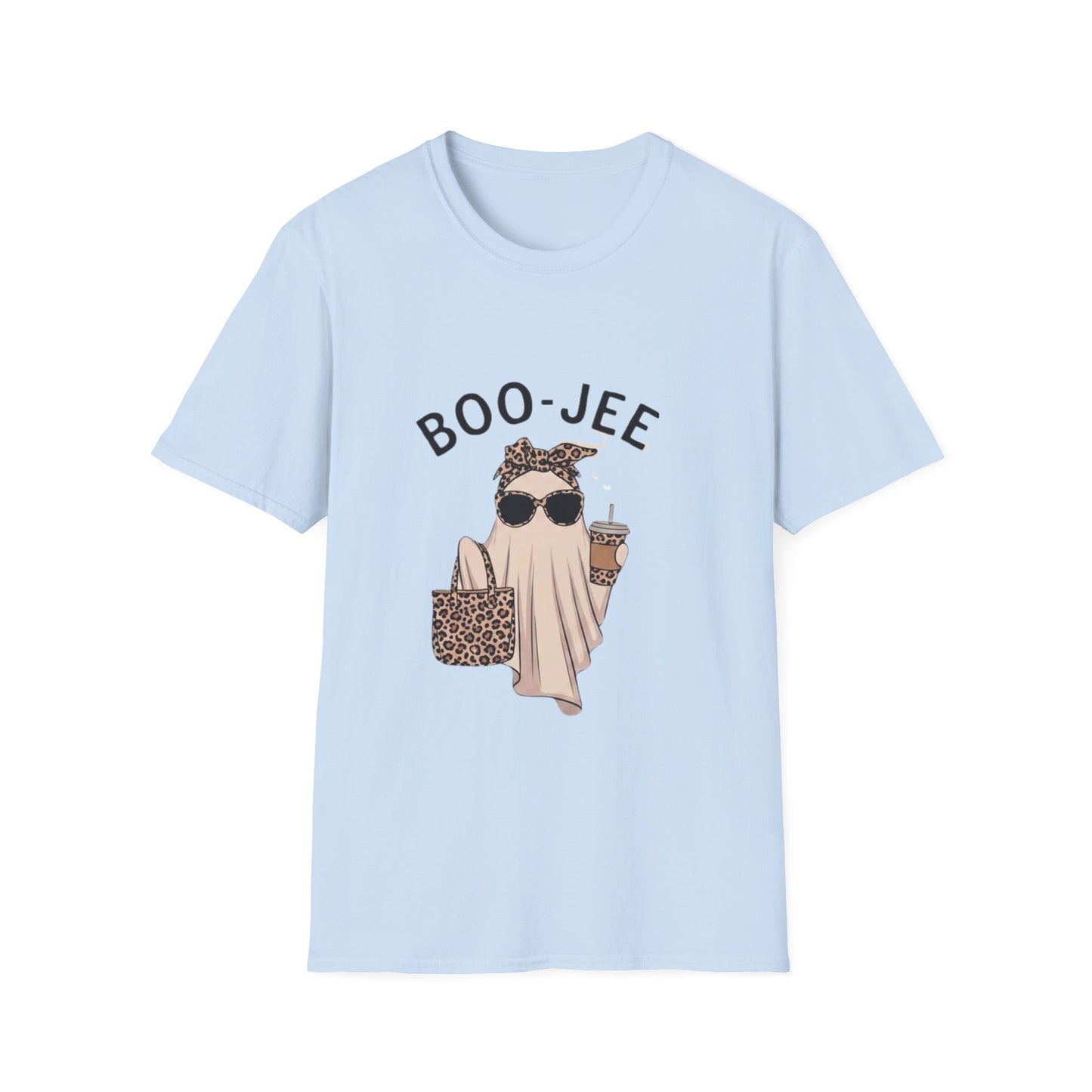 Boo-Jee Graphic T-Shirt — Cute Ghost with Leopard Headband & Sunglasses