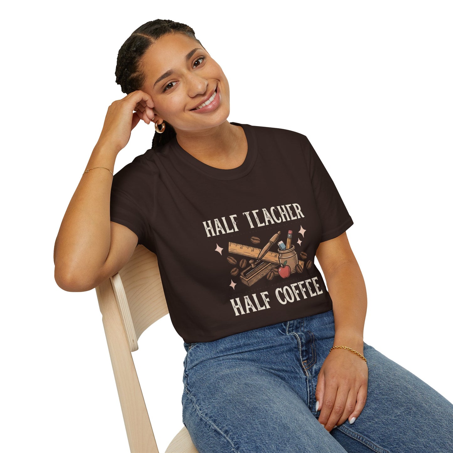 Half Teacher Half Coffee T-Shirt — Funny Teacher Coffee Shirt