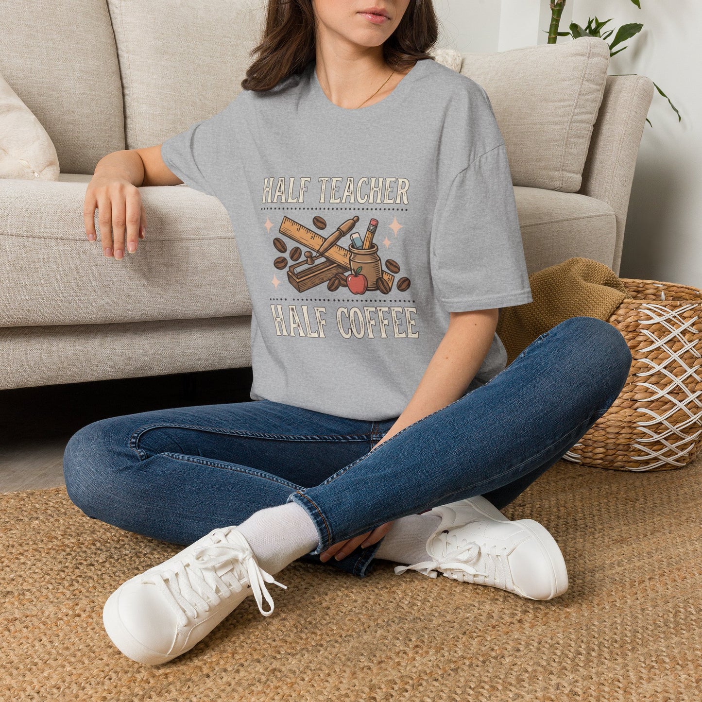 Half Teacher Half Coffee T-Shirt — Funny Teacher Coffee Shirt