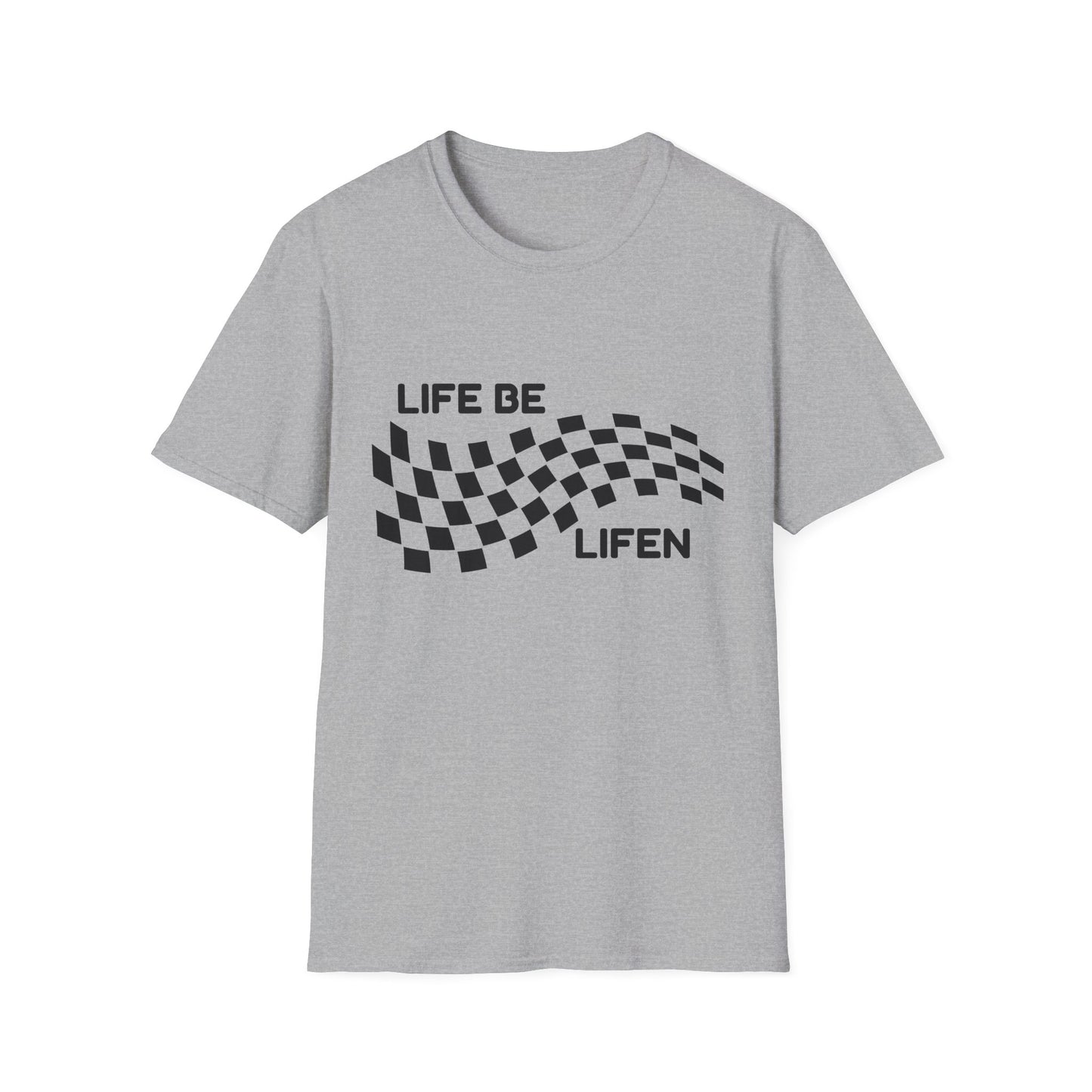 Life Be Lifen Checkered T‑Shirt — Retro Racing Graphic Tee