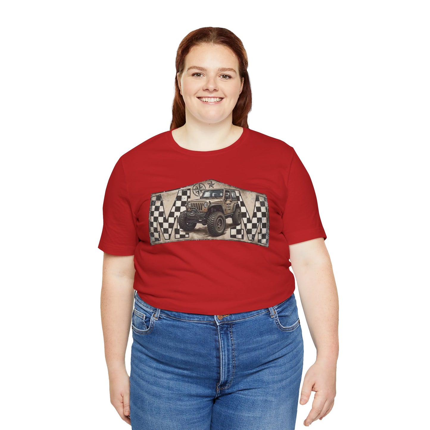 Off‑Road Vintage Jeep Tee — Racing Flag Adventure Shirt