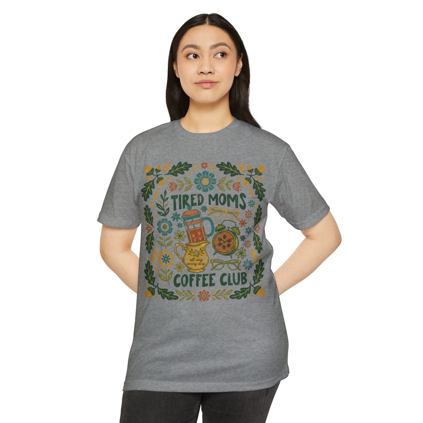 Tired Moms Coffee Club T-Shirt – Funny Floral Coffee Tee for Moms
