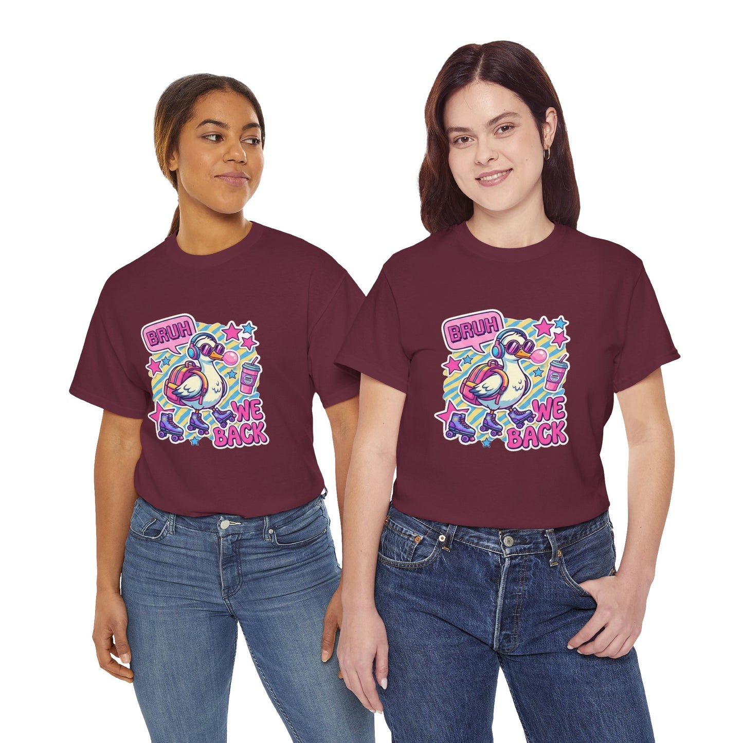 T-Shirt — Cute 'Bruh We Back' Cartoon Parrot Graphic Tee