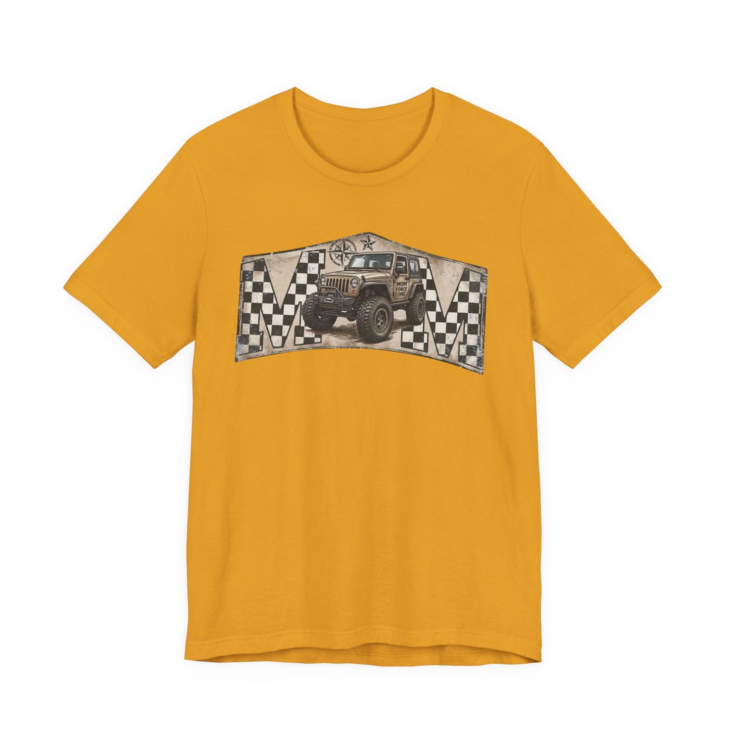 Off‑Road Vintage Jeep Tee — Racing Flag Adventure Shirt