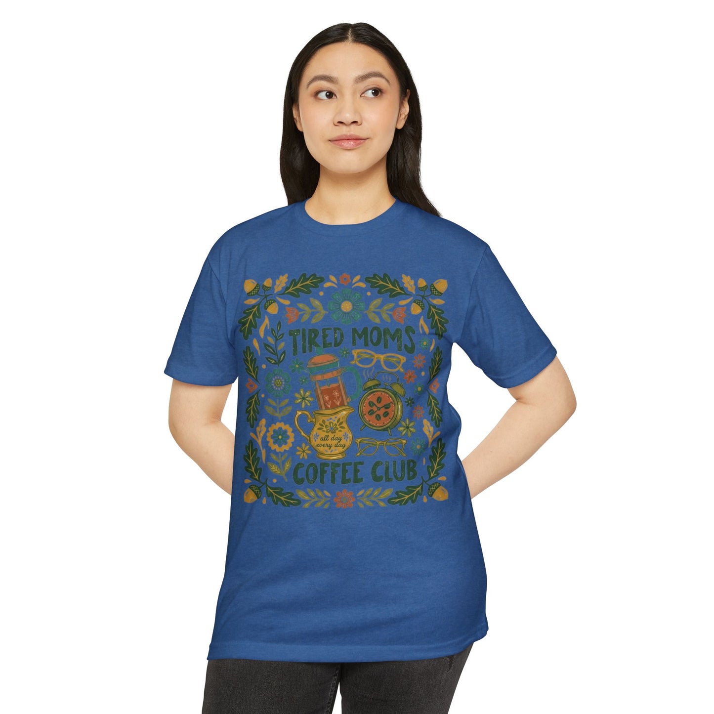 Tired Moms Coffee Club T-Shirt – Funny Floral Coffee Tee for Moms