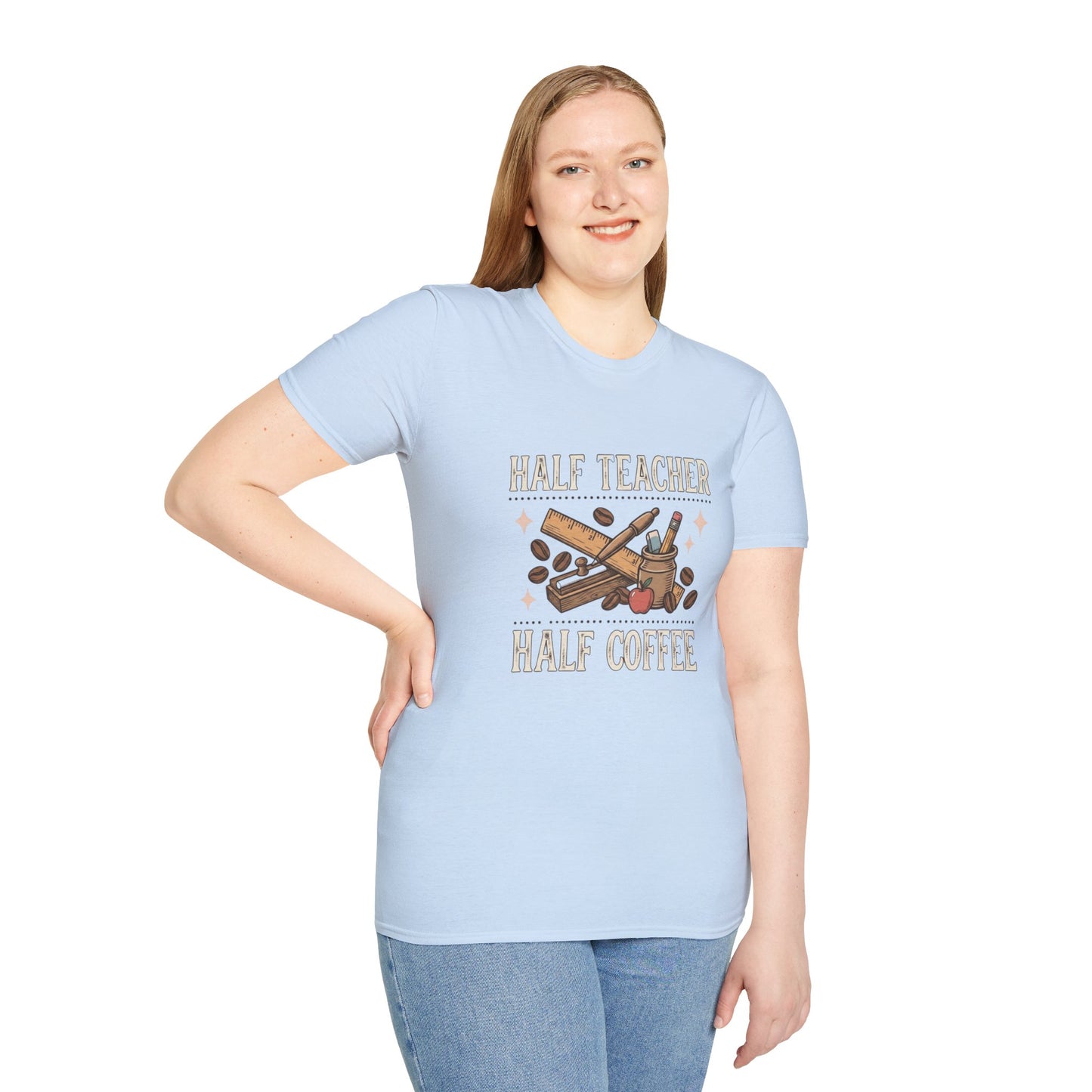 Half Teacher Half Coffee T-Shirt — Funny Teacher Coffee Shirt
