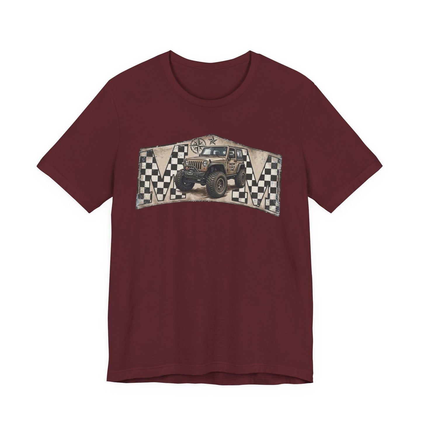 Off‑Road Vintage Jeep Tee — Racing Flag Adventure Shirt