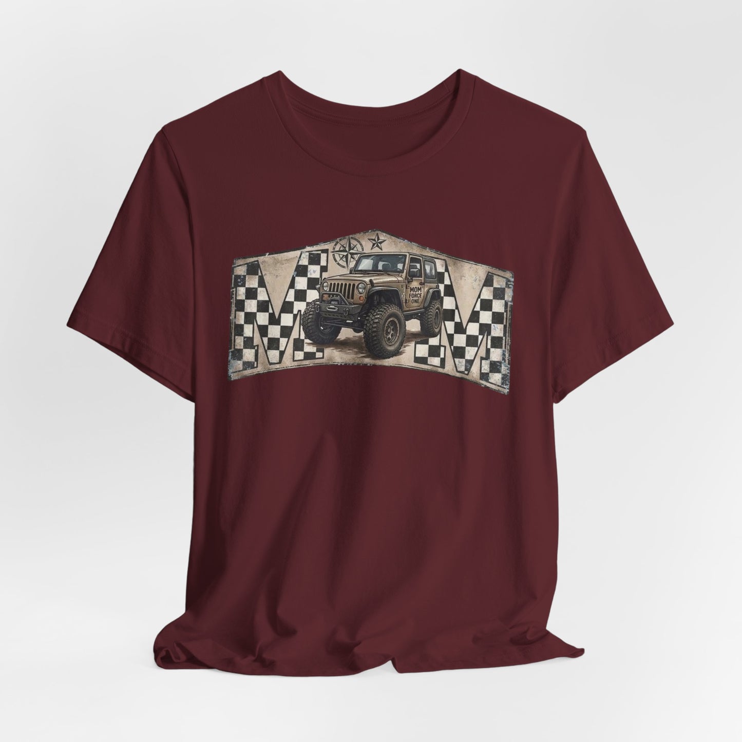 Off‑Road Vintage Jeep Tee — Racing Flag Adventure Shirt